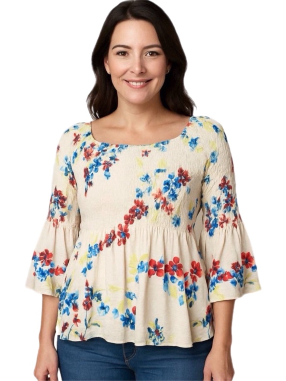 Jane and Delancey Floral Peasant Blouse - Size Small